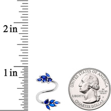 Load image into Gallery viewer, Blue Gem Leaf Cluster Spiral Twister Belly Ring