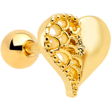 Load image into Gallery viewer, 16G 1/4 Clear Gem Gold Tone Angel Wing Heart Cartilage Tragus