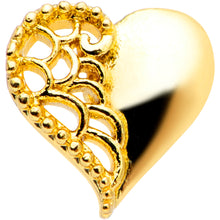 Load image into Gallery viewer, 16G 1/4 Clear Gem Gold Tone Angel Wing Heart Cartilage Tragus
