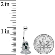 Load image into Gallery viewer, Clear Black Gem Halloween Scary Ghost Belly Ring