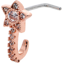 Load image into Gallery viewer, 20G 7mm Clear Gem Rose Gold Hue Starry Faux Hoop L Shape Nose Ring