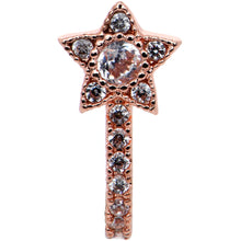 Load image into Gallery viewer, 20G 7mm Clear Gem Rose Gold Hue Starry Faux Hoop L Shape Nose Ring