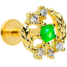 Load image into Gallery viewer, 16G 5/16 Green Faux Opal Gold Tone Harvest Wreath Labret Tragus