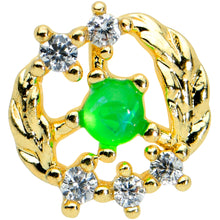 Load image into Gallery viewer, 16G 5/16 Green Faux Opal Gold Tone Harvest Wreath Labret Tragus