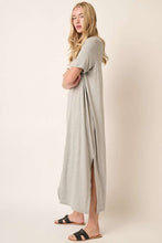 Load image into Gallery viewer, Side Slit Round Neck Short Sleeve Maxi Dress For Women โ Casual and Chic Dress with Side Slits for a Relaxed yet Polished Look