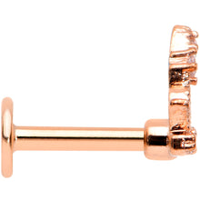 Load image into Gallery viewer, 16G 1/4 Clear Gem Rose Gold Tone Royal Crown Labret Monroe Tragus