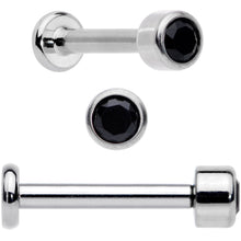 Load image into Gallery viewer, 16G 5/16 Black Gem Grade 23 Titanium Internally Threaded Labret