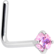 Load image into Gallery viewer, 20G 1/4 Pink CZ 2mm Gem Rhombus L Shape Nose Ring