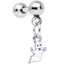 Load image into Gallery viewer, 16G 1/4 Clear Gem Happy Ghost Halloween Dangle Cartilage Earring