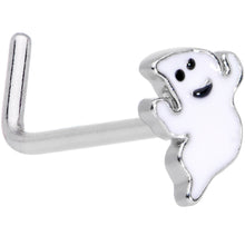 Load image into Gallery viewer, 20G 7mm Happy Ghost Halloween L Shaped Nose Ring