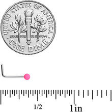 Load image into Gallery viewer, 20G 7mm Pink Matte 2mm L Shaped Nose Ring