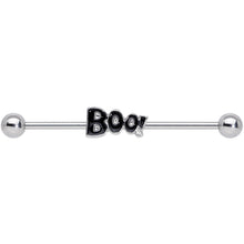 Load image into Gallery viewer, 14G Clear Gem Black Boo Halloween Industrial Barbell 38mm