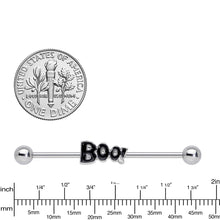Load image into Gallery viewer, 14G Clear Gem Black Boo Halloween Industrial Barbell 38mm