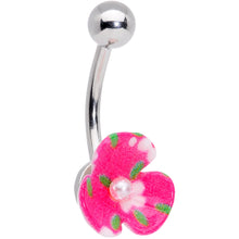 Load image into Gallery viewer, Pink Gem White Pink Flower Pearlescent Belly Ring Set of 3