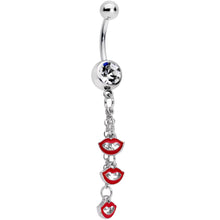 Load image into Gallery viewer, Clear Gem Vampire Fangs Halloween Dangle Belly Ring
