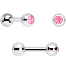 Load image into Gallery viewer, 16G 1/4 Pink Aurora Gem Flower Cartilage Tragus Earring Set of 3