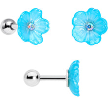 Load image into Gallery viewer, 16G 1/4 Aqua Aurora Gem Flower Cartilage Tragus Earring Set of 3