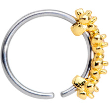 Load image into Gallery viewer, 20G 5/16 Clear CZ Gem Gold Tone Flowers Nose Hoop