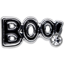 Load image into Gallery viewer, 20G 1/4 Clear Gem Black Boo Halloween Nose Bone