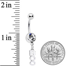 Load image into Gallery viewer, Clear Gem White Boo Halloween Dangle Belly Ring