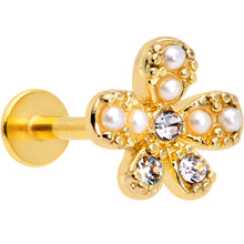 Load image into Gallery viewer, 16G 5/16 Clear Gem Gold Tone Stylish Splat Labret Monroe Tragus