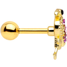 Load image into Gallery viewer, 16G 1/4 Pink Gem Gold Tone Fashion Flamingo Cartilage Tragus