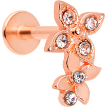Load image into Gallery viewer, 16G 5/16 Clear Gem Rose Gold Tone Butterfly Duo Labret Tragus