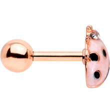 Load image into Gallery viewer, 16G 1/4 Clear Gem Rose Gold Tone Lil Ladybug Cartilage Tragus