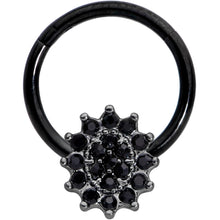 Load image into Gallery viewer, 16G 3/8 Black Gem Black Oval Hinged Segment Ring