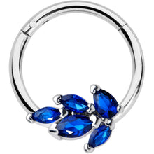 Load image into Gallery viewer, 16G 3/8 Blue Gem Raindrop Hinged Segment Ring