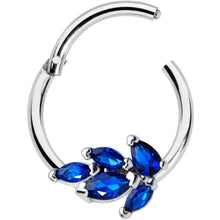 Load image into Gallery viewer, 16G 3/8 Blue Gem Raindrop Hinged Segment Ring