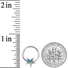 Load image into Gallery viewer, 16G 3/8 Blue Green Gem Glam Starfish Hinged Segment Ring