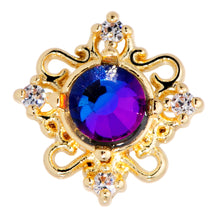 Load image into Gallery viewer, 20G 1/4 Purple Tourmaline Gold Tone Filigree Frame Nose Bone