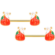 Load image into Gallery viewer, 14G 9/16 Gold Tone Haunted Pumpkin Halloween Nipple Ring Set
