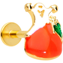 Load image into Gallery viewer, 16G 5/16 Gold Tone Haunted Pumpkin Halloween Labret Monroe Tragus