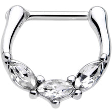 Load image into Gallery viewer, 16G 5/16 Clear Gem Oval Trio Cartilage Clicker