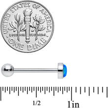 Load image into Gallery viewer, Blue Synthetic Opal Flat Top Barbell Tongue Ring