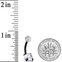 Load image into Gallery viewer, White Faux Turquoise Black Disco Ball Belly Ring