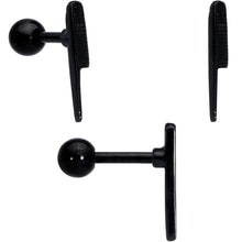 Load image into Gallery viewer, 16G 1/4 Black Scissor Comb Hair Cartilage Tragus Earring Set of 3
