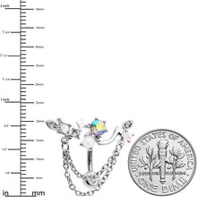 Load image into Gallery viewer, White Faux Opal Aurora Clear Gem Chain Dangle Top Mount Belly Ring
