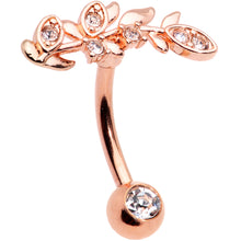 Load image into Gallery viewer, Clear Gem Rose Gold Tone Branch Leaf Belly Ring