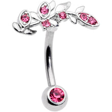 Load image into Gallery viewer, Pink Gem Branch Leaf Belly Ring