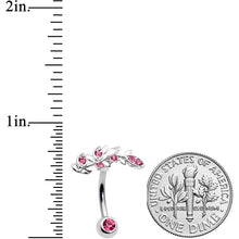Load image into Gallery viewer, Pink Gem Branch Leaf Belly Ring