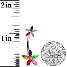 Load image into Gallery viewer, Rainbow Gem Starry Flower Double Mount Belly Ring
