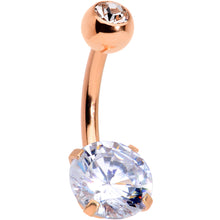 Load image into Gallery viewer, Clear CZ Gem Rose Gold Tone Elegance Belly Ring Set of 3