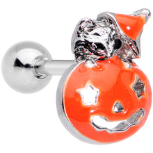 Load image into Gallery viewer, 16G 1/4 Cat Pumpkin Halloween Cartilage Tragus