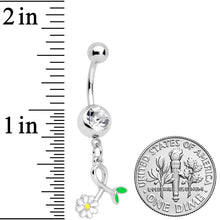 Load image into Gallery viewer, Clear Gem Daisy Curl Flower Dangle Belly Ring