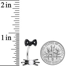 Load image into Gallery viewer, Black Gem White Orb Black Cat Halloween Double Mount Belly Ring