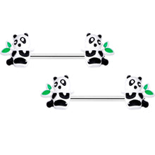 Load image into Gallery viewer, 14G 9/16 Pretty Panda Bear Barbell Nipple Ring Set