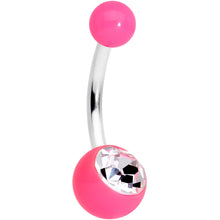 Load image into Gallery viewer, Clear Pink Gem Flower Belly Ring Set of 3